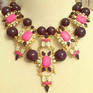 Navy and pink statement necklace